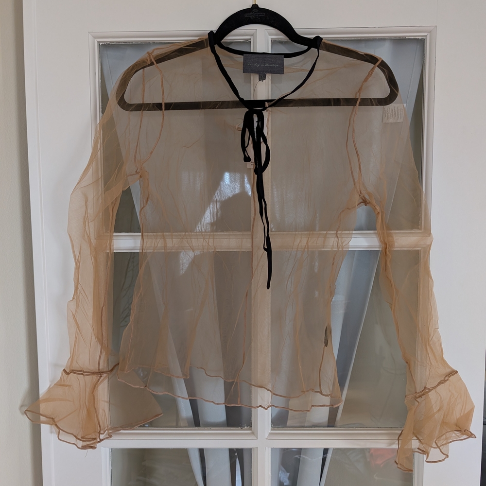 NWT Sheer Tan Blouse